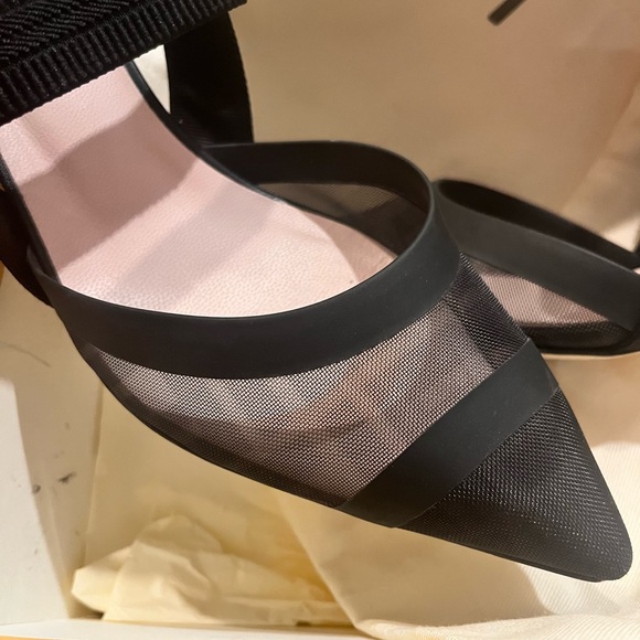 Fendi Colibrì — Black leather and mesh slingbacks medium heel. AUTHENTIC FENDI - Picture 7 of 13